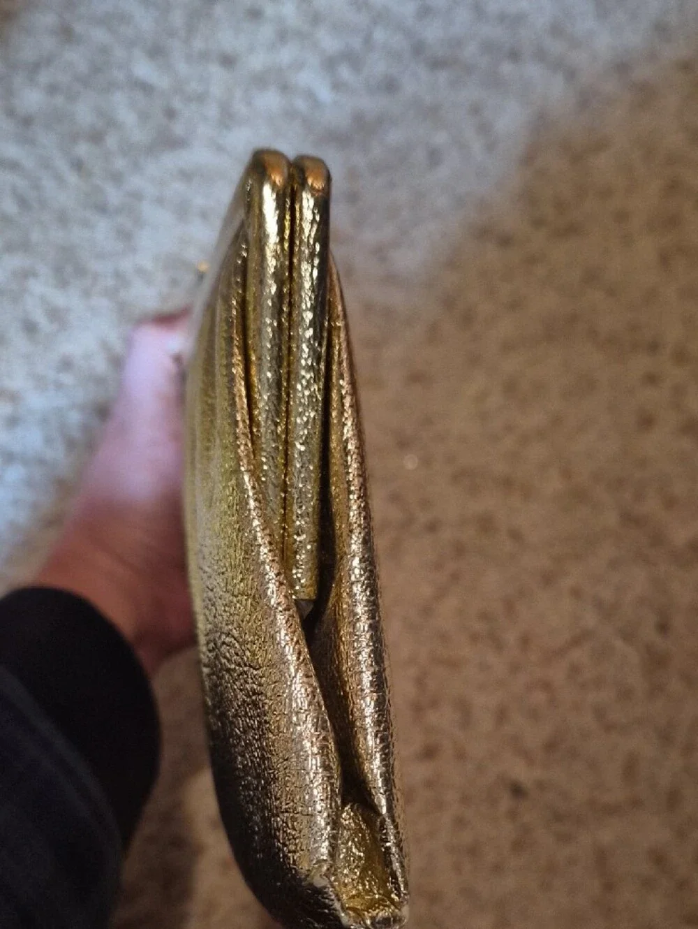 Vintage 1960s Gold Metallic Evening Clutch — Unbranded
